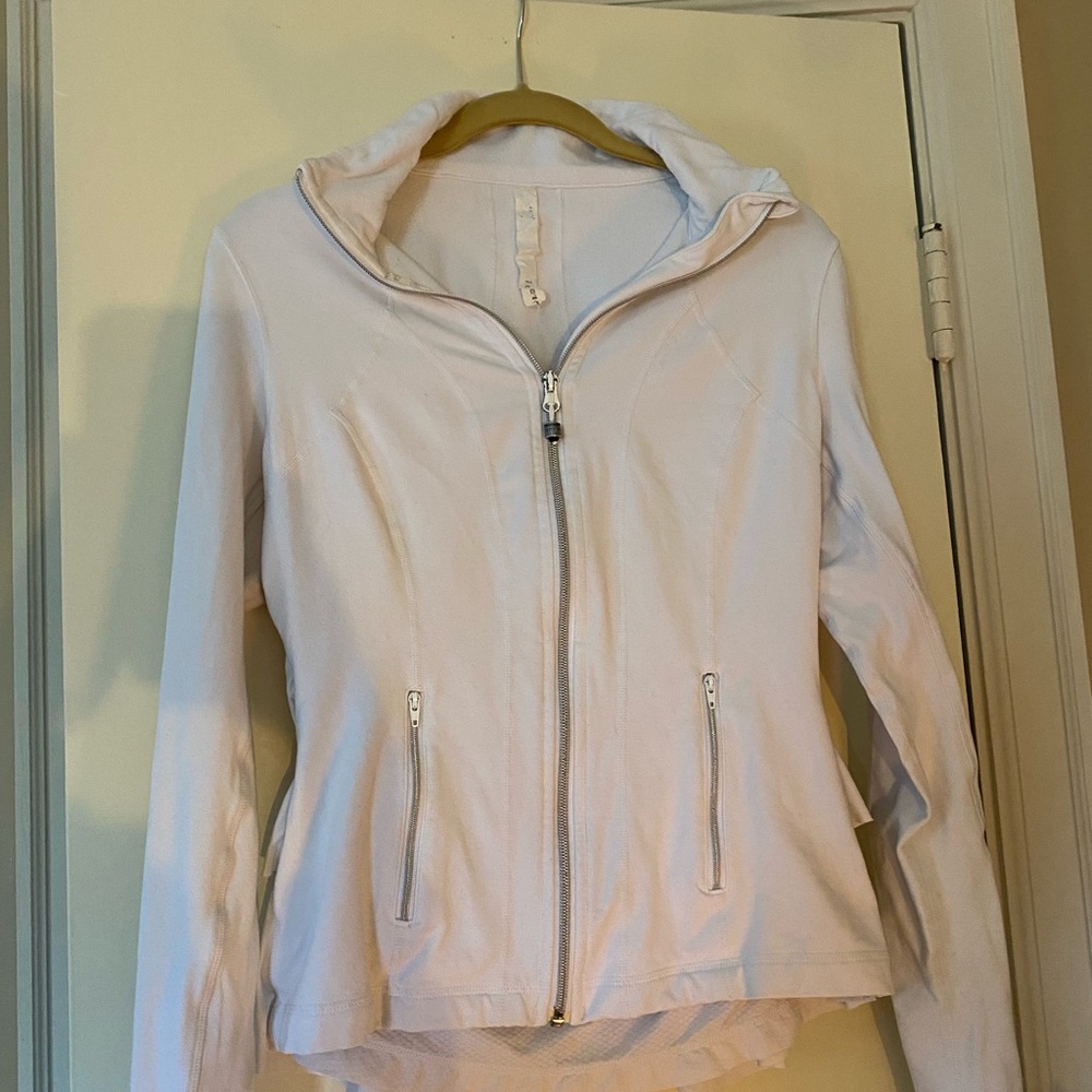 Lululemon Athletica White Zip-Up Jacket with Ruffles